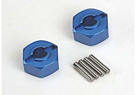 Алюминиевые шестигранники (12 мм.) крепления колес Wheel hubs, hex (blue-anodized, lightweight aluminum) (2)/ axle pins(4) - TRA1654X