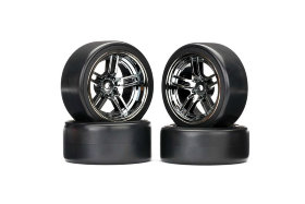 Tires and wheels, assembled, glued (split-spoke black wheels, 1.9&quot; Drift tires) (front and rear)