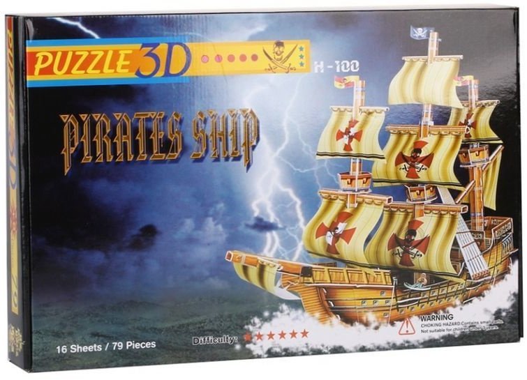 3D пазлы из пенокартона ПИРАТСКИЙ КОРАБЛЬ (79 деталей)
