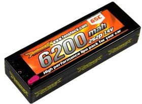Аккумулятор Tenshock Hardcase 7.4v 6200mAh 65C with Deans to Banana Connector - TSPW-H62|65|22
