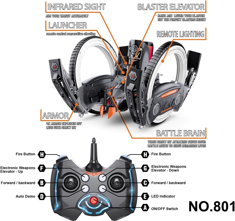 Радиоуправляемая боевая машина Keye Toys Space Warrior (лазер, диски) 2.4G - KT801