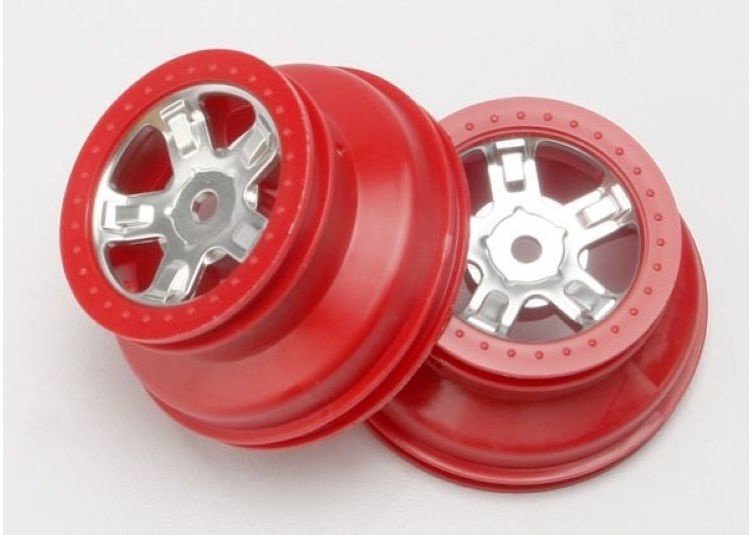 Диск колеса Wheels, SCT satin chrome, red beadlock style, dual profile (1.8&#039;&#039; inner, 1.4&#039;&#039; o - TRA7072A